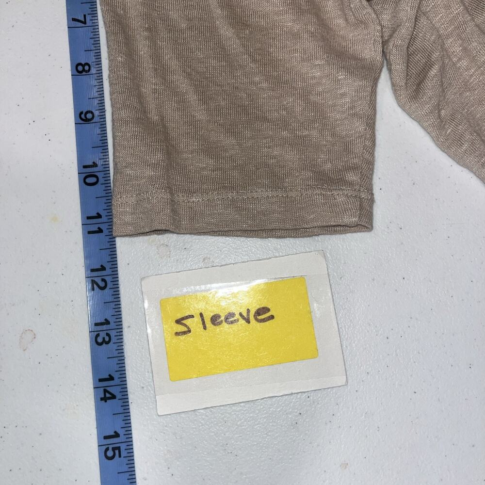 J Jill Women's Love Linen Beige Short Sleeve Shirt S Earthy Granola Girl Rustic - Picture 7 of 12